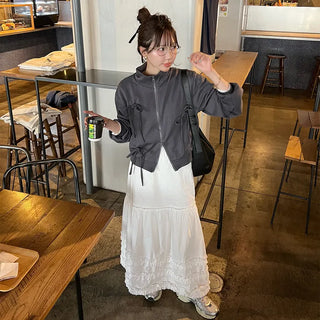 Long skirt with ruffled hem