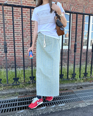 Washed stripe maxi skirt