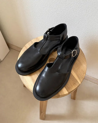 T-strap buckle loafers