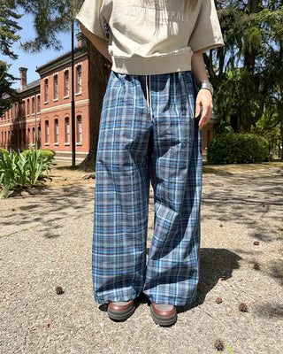 Wide-fit check easy pants