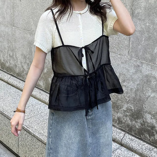 Double-strap sheer bustier