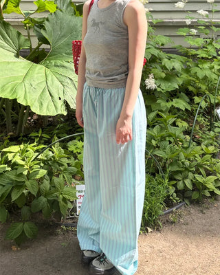 Wide striped easy pants