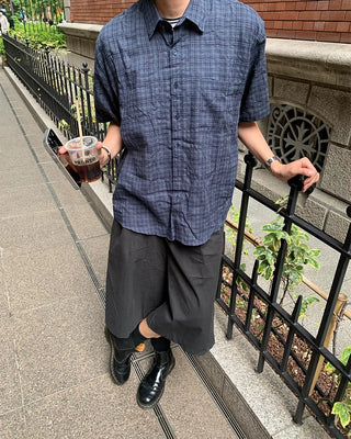 Checked short-sleeved shirt