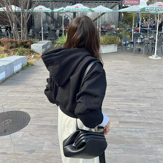 Basic Cropped Hooded Zip-Up