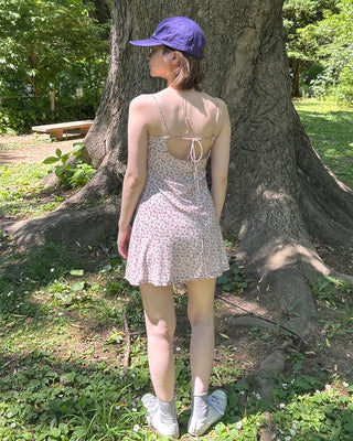 Flower pattern camisole mini dress