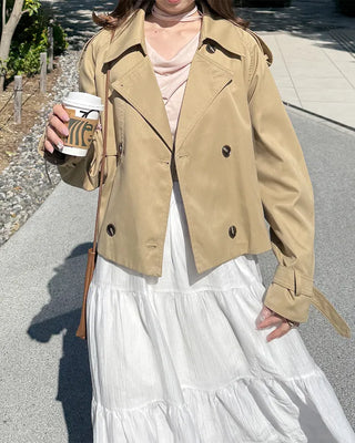 Belted Short Trench Coat