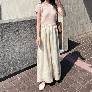 Asymmetrical Ribbon Short-Sleeve Knit