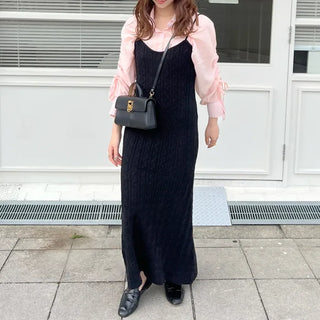 Cable knit long dress