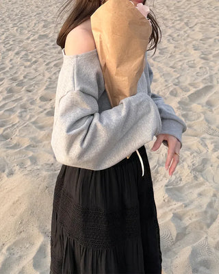 Simple off-shoulder sweatshirt