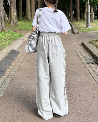 Side-frill sweatpants