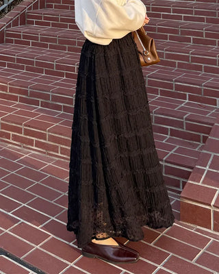 Polka Dot Frill Long Skirt