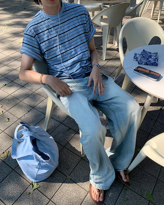 Casual striped short-sleeved T-shirt