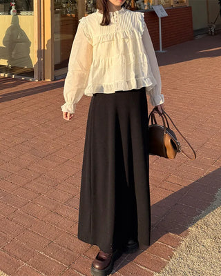 Ribbed maxi long skirt