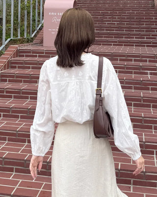 Flower pattern sheer blouse