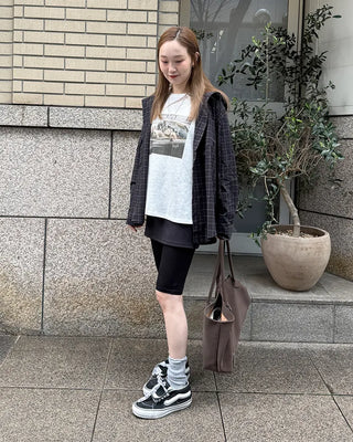 Checked hooded shirt