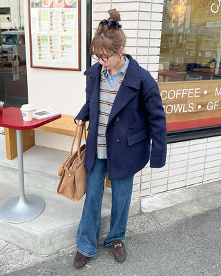 Double-breasted quilted coat