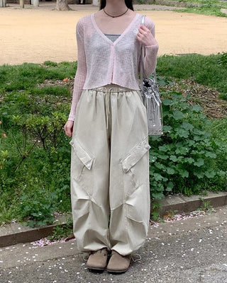 V-neck sheer cardigan