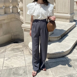 Two-button basic fit slacks