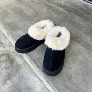 Suede fur loafers