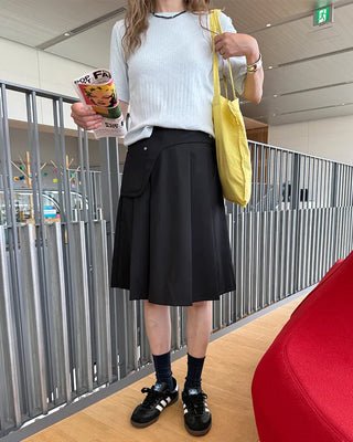 Rivet Pleated Midi Skirt