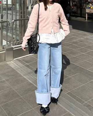 Wide bootcut denim pants
