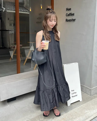 Halter neck detail long dress
