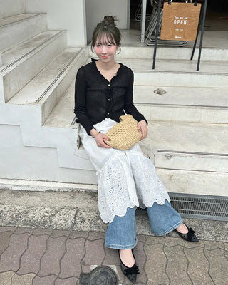 Frilled Crop Point Thermal Cardigan