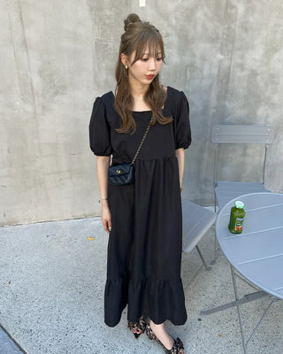 Square neck long dress