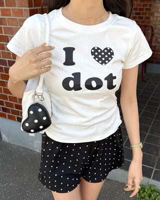 Polka Dot Elastic Waist Shorts