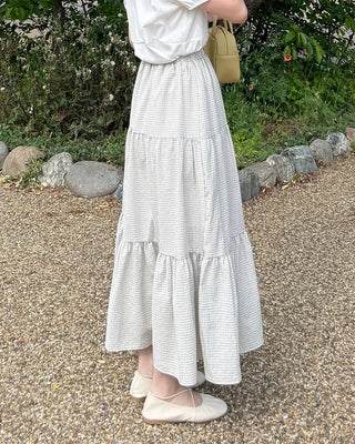Checked long skirt