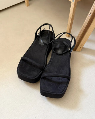 Slim strap wedge sole sandals