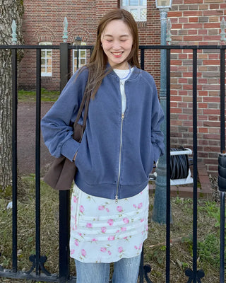 Vintage rose pattern midi skirt