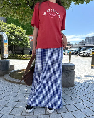 Gingham check maxi skirt