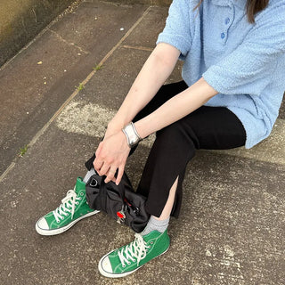 Side-slit bootcut pants