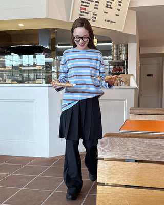 Pleated skirt and slacks set