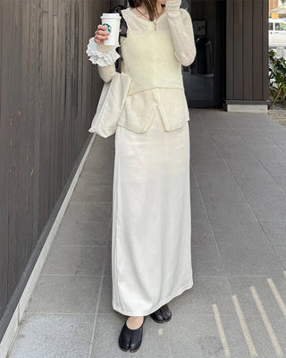 Satin long skirt