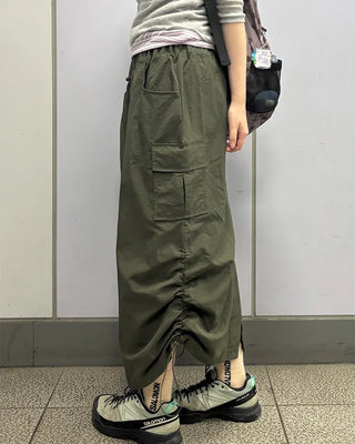 Side pocket nylon cargo skirt