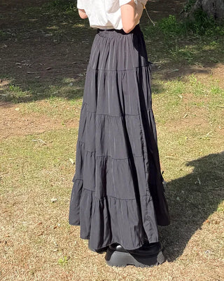 Ribbon detail can-can long skirt