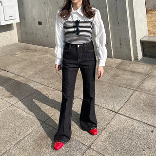 Center bootcut denim pants