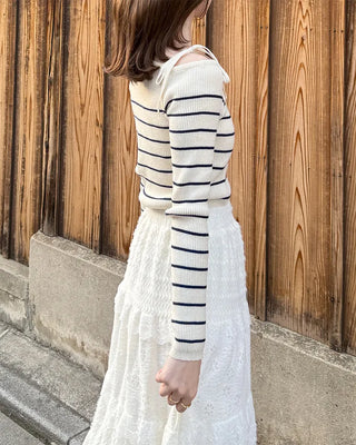 Striped off-shoulder knit
