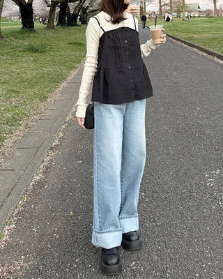 Semi-wide fit denim pants