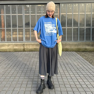 Pintuck pleated long skirt