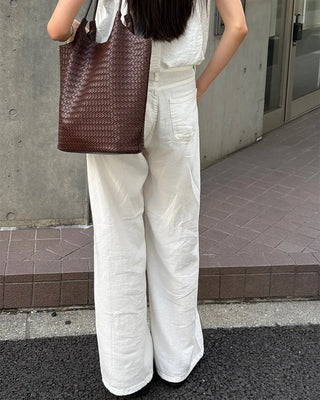 Cotton linen wide-leg pants