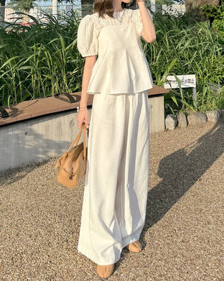 Pintuck bustier and slacks set