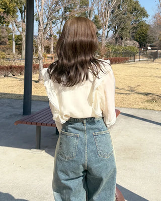 Frilled ribbon blouse