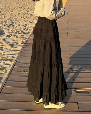Lace tiered long skirt