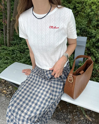 Perforated Cropped Short-Sleeve T-Shirt