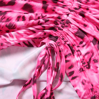 Leopard print drawstring ruched cami mini skirt set