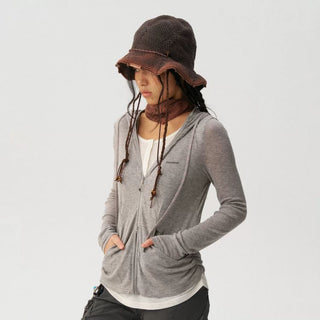 [Monterest] Lyocell Wool Blend Layered Hooded Knit Jacket