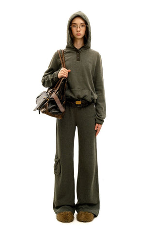 [Moromoro2] Hemp Stripe Fleece Hooded Set